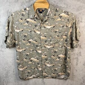 Route 66 Mens XL Short Sleeve Button Up Shirt‎ Sea Shark Starfish USA